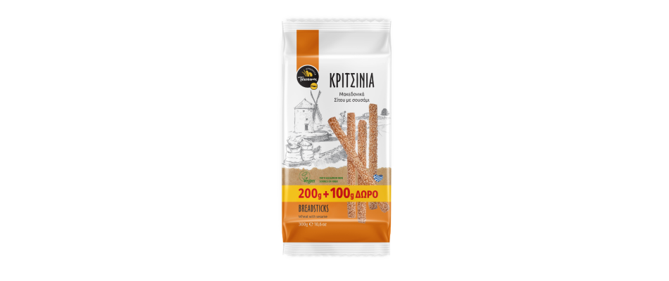 Kritsinia greckie paluszki z sezamem 200g+100g gratis