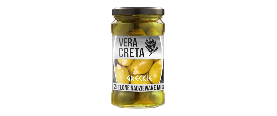 Greckie Oliwki Zielone nadziewane migdałami Vera Creta 250g