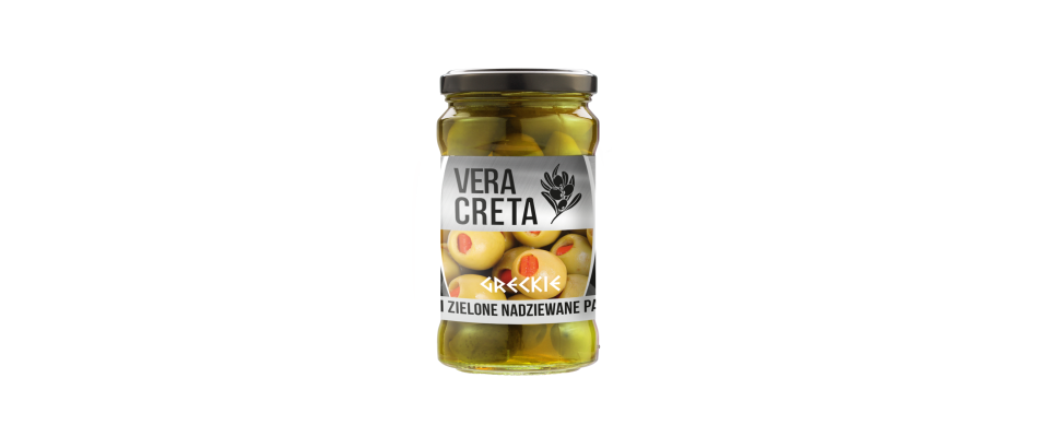 Greckie oliwki zielone nadziewane papryką Vera Creta 250g