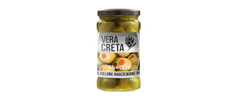 Greckie oliwki zielone nadziewane papryką Vera Creta 250g